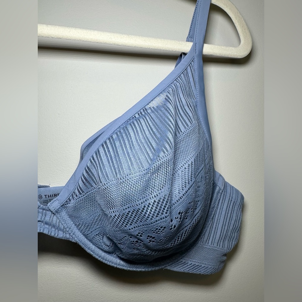 ThirdLove‎ 24/7 Lace Balconette Bra Blue Size 40C Underwire Support pretty sexy - Picture 4 of 10